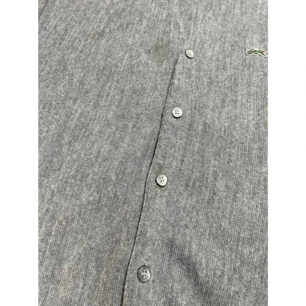 IZOD x Lacoste Cardigan Men XL Gray V-neck Vintage Sweater Long Sleeve Preppy